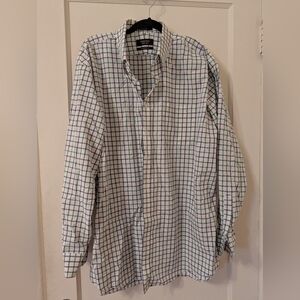 Nordstrom Men's Plaid Shirt - White and Blue And Green Plaid